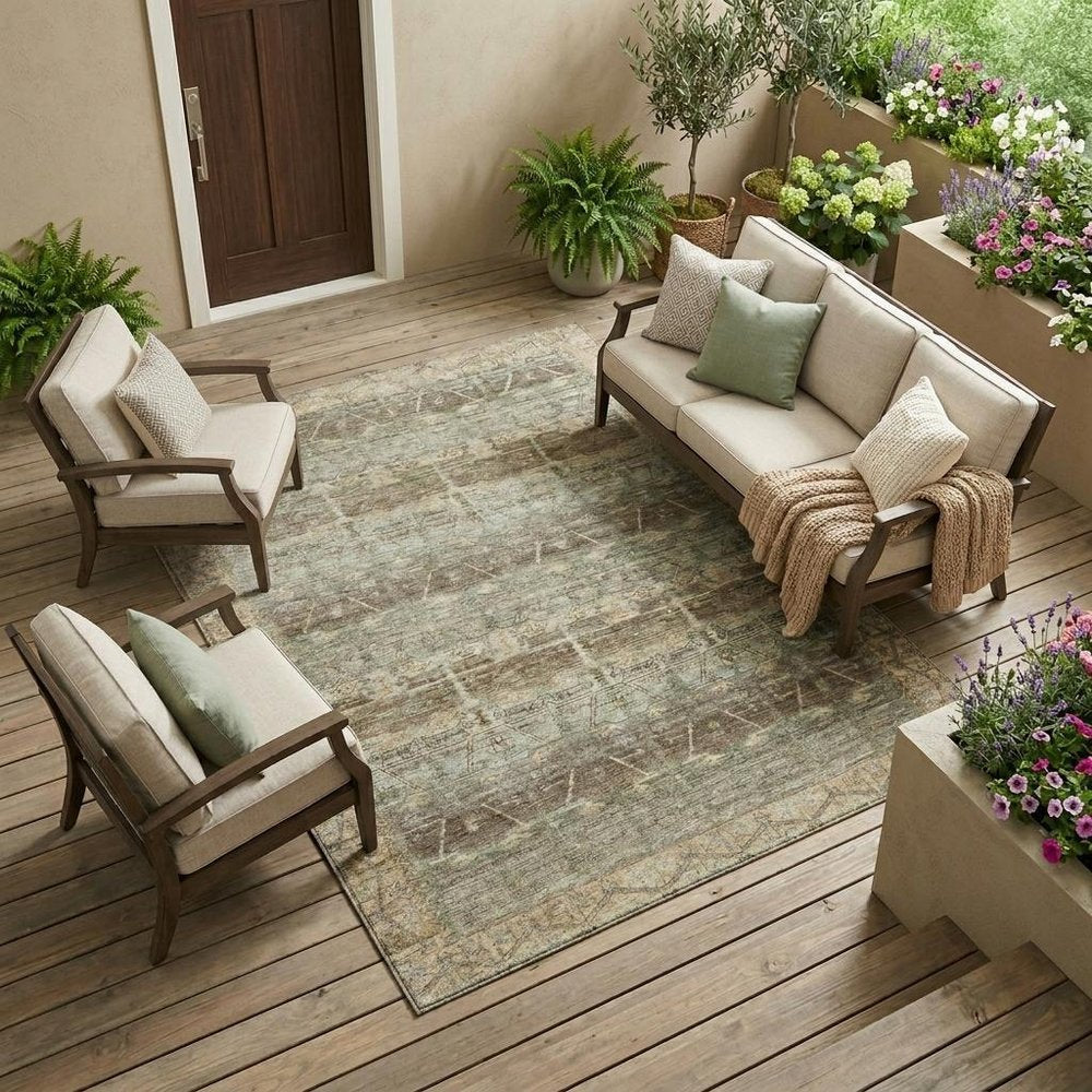 10' X 14' Chocolate And Brown Tribal Washable Indoor Outdoor Area Rug HomeRoots