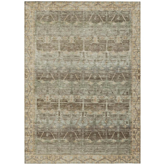 10' X 14' Chocolate And Brown Tribal Washable Indoor Outdoor Area Rug