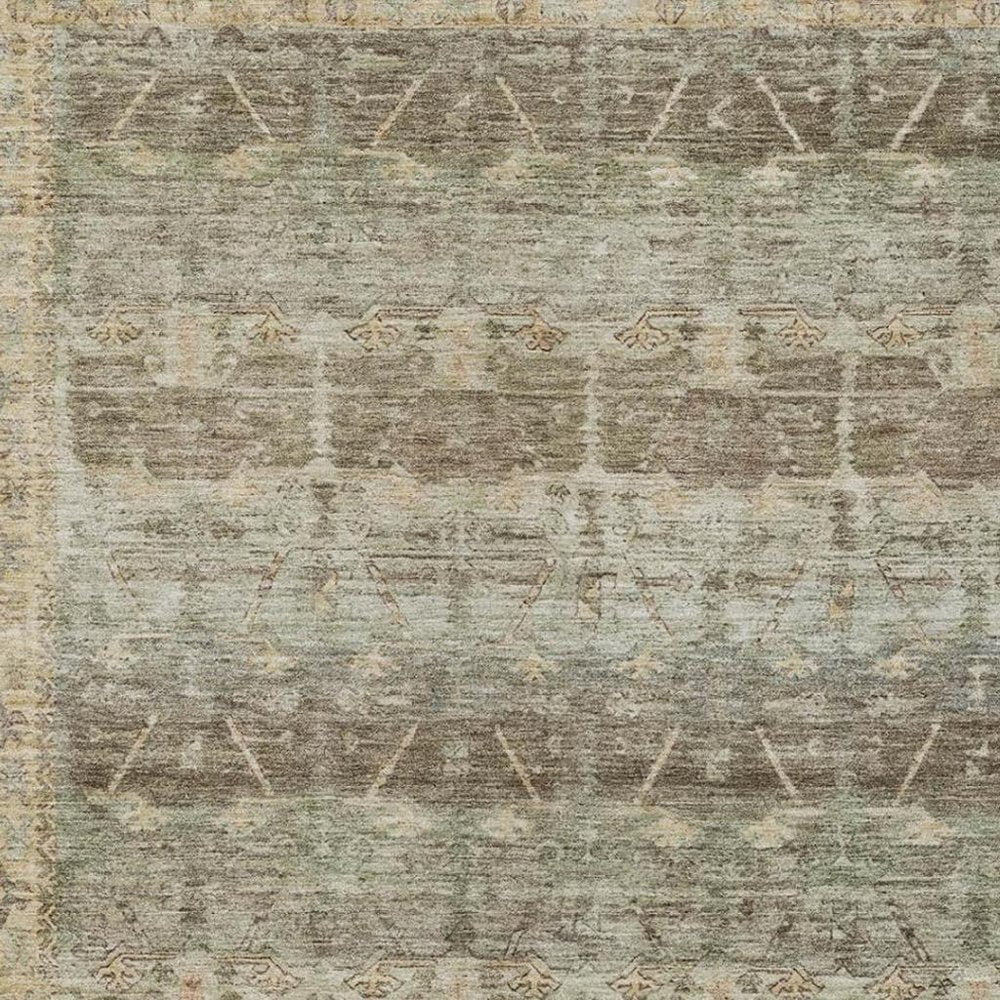 10' X 14' Chocolate And Brown Tribal Washable Indoor Outdoor Area Rug — view 6