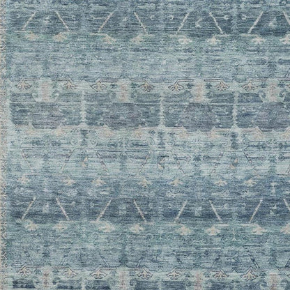 10' X 14' Denim Blue And Blue Tribal Washable Indoor Outdoor Area Rug HomeRoots