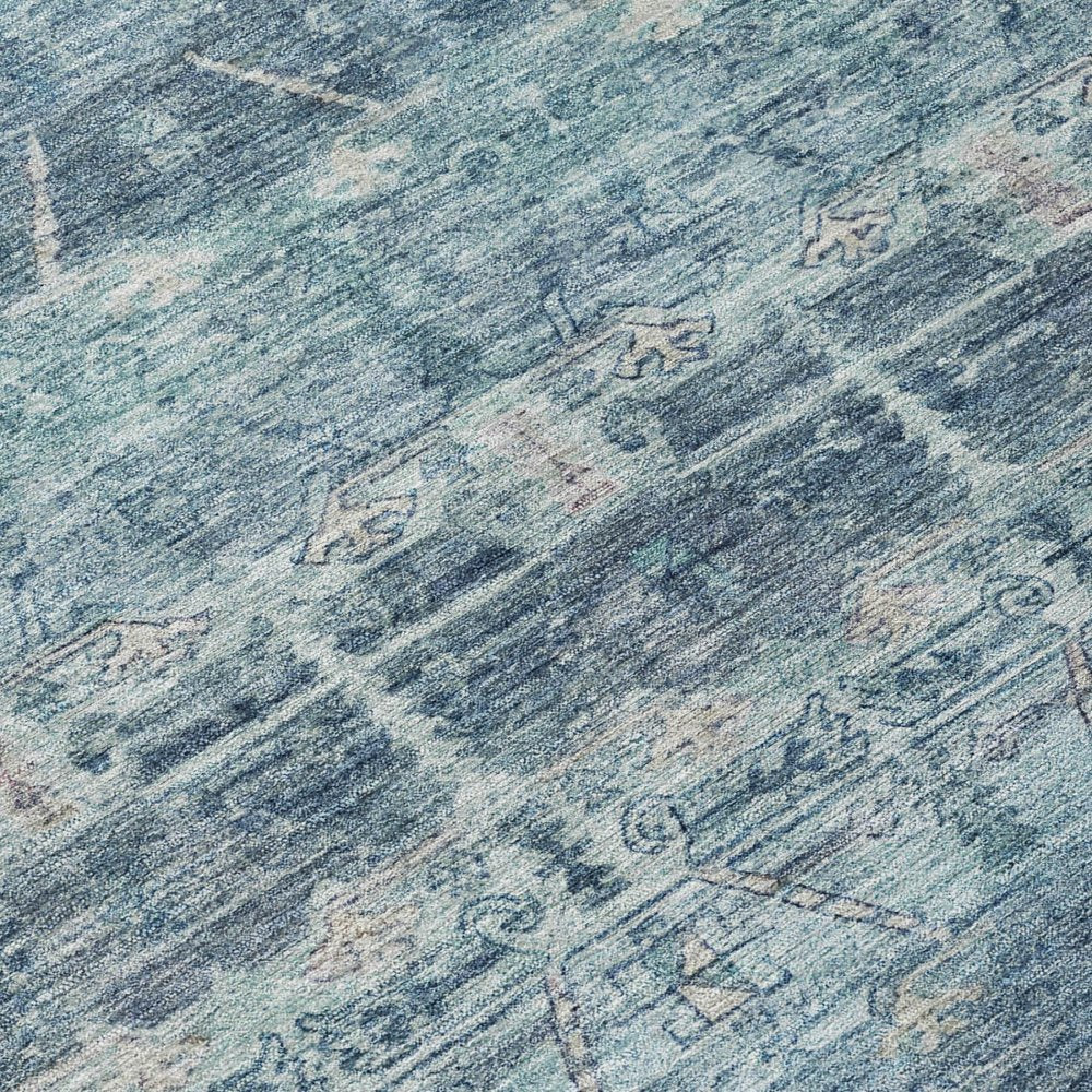10' X 14' Denim Blue And Blue Tribal Washable Indoor Outdoor Area Rug HomeRoots