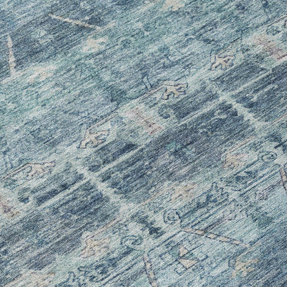 10' X 14' Denim Blue And Blue Tribal Washable Indoor Outdoor Area Rug HomeRoots