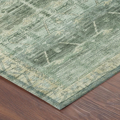 3' X 5' Fern Green And Green Tribal Washable Indoor Outdoor Area Rug HomeRoots