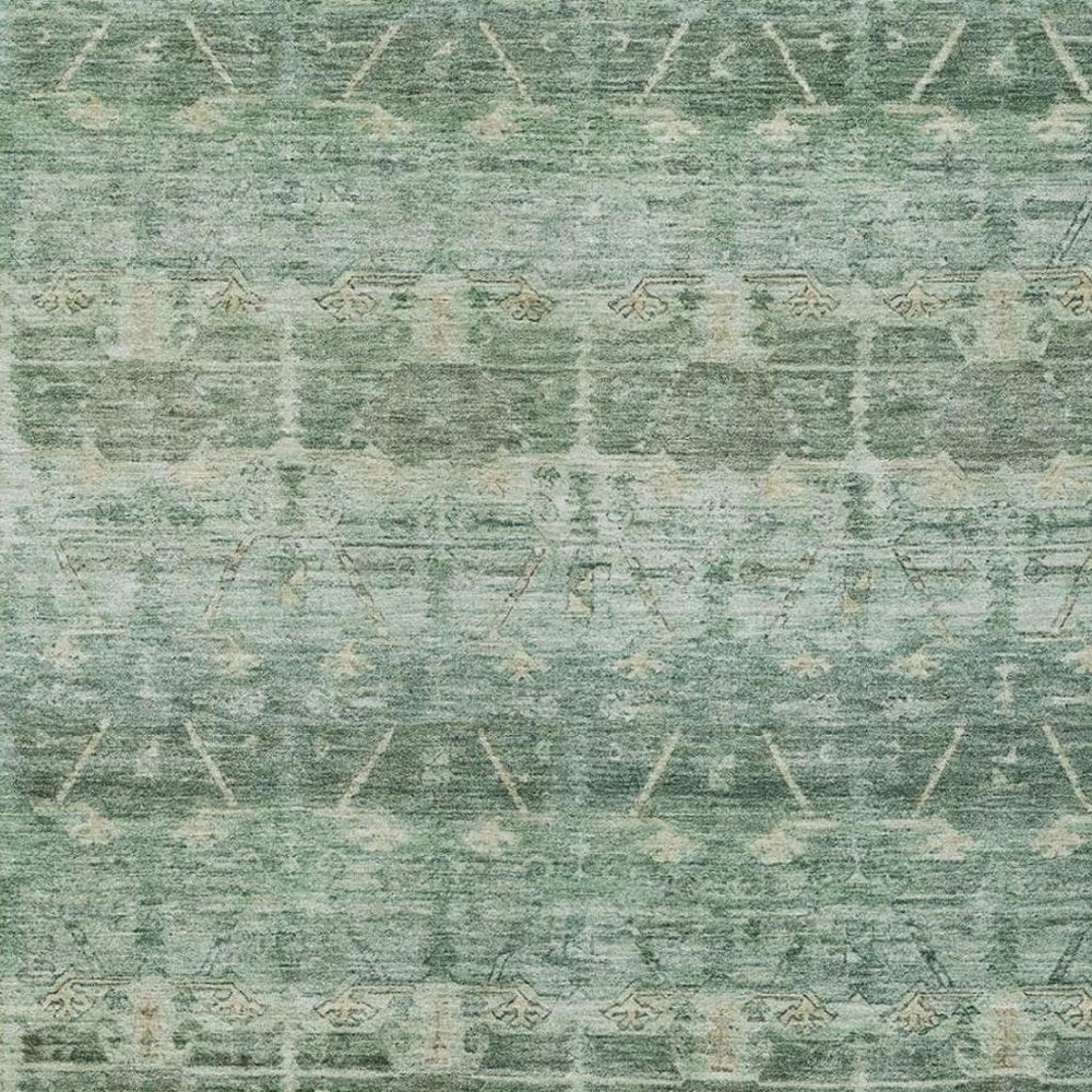 3' X 5' Fern Green And Green Tribal Washable Indoor Outdoor Area Rug HomeRoots