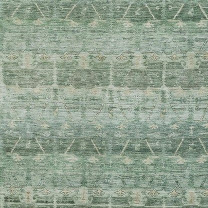 3' X 5' Fern Green And Green Tribal Washable Indoor Outdoor Area Rug HomeRoots
