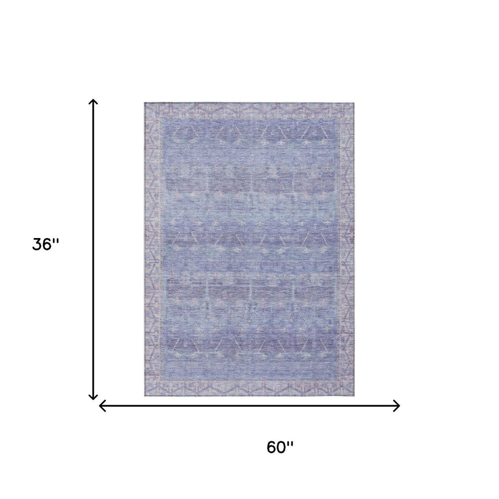 3' X 5' Lavender And Purple Tribal Washable Indoor Outdoor Area Rug — view 4