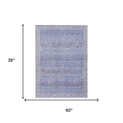 3' X 5' Lavender And Purple Tribal Washable Indoor Outdoor Area Rug HomeRoots