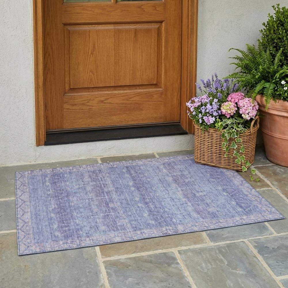 3' X 5' Lavender And Purple Tribal Washable Indoor Outdoor Area Rug HomeRoots