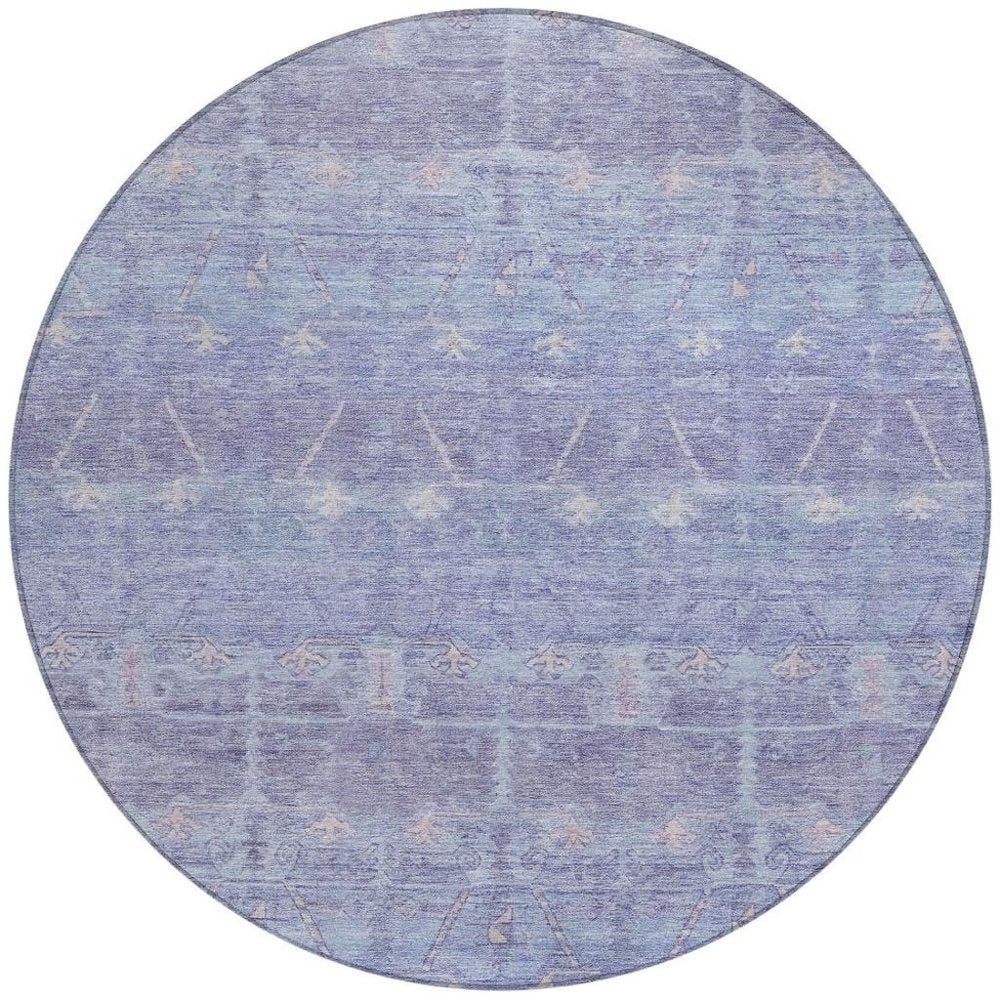 8' Lavender And Purple Round Tribal Washable Indoor Outdoor Area Rug — view 6