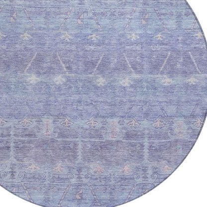 8' Lavender And Purple Round Tribal Washable Indoor Outdoor Area Rug HomeRoots