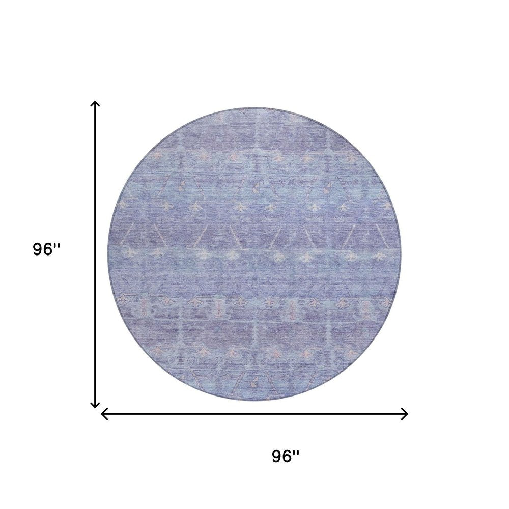 8' Lavender And Purple Round Tribal Washable Indoor Outdoor Area Rug HomeRoots