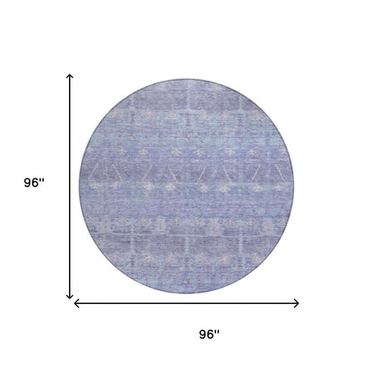 8' Lavender And Purple Round Tribal Washable Indoor Outdoor Area Rug HomeRoots