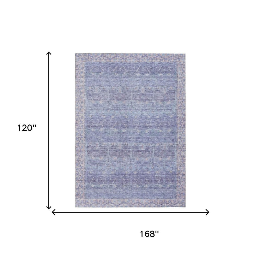 10' X 14' Lavender And Purple Tribal Washable Indoor Outdoor Area Rug — view 4