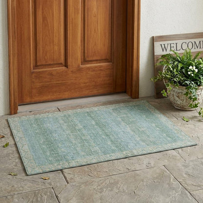 3' X 5' Mint Green And Green Tribal Washable Indoor Outdoor Area Rug HomeRoots