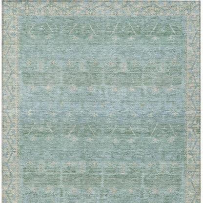 3' X 5' Mint Green And Green Tribal Washable Indoor Outdoor Area Rug HomeRoots