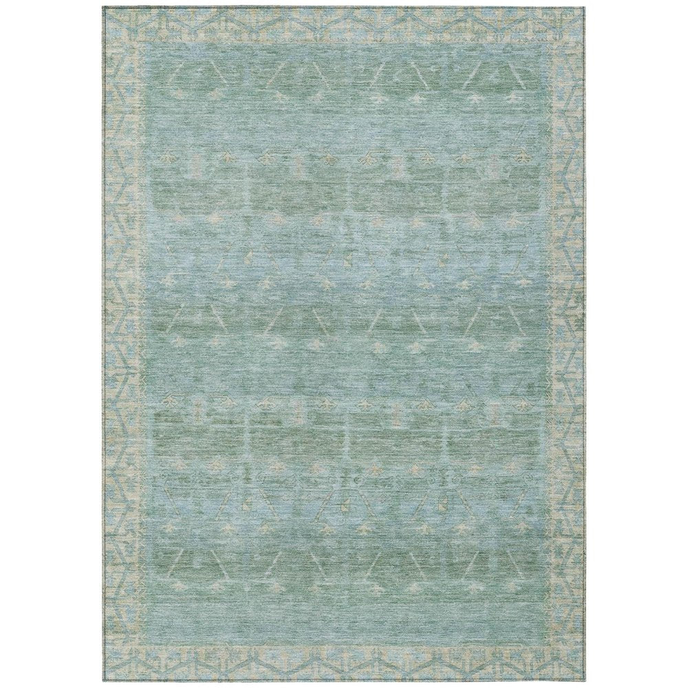 3' X 5' Mint Green And Green Tribal Washable Indoor Outdoor Area Rug HomeRoots