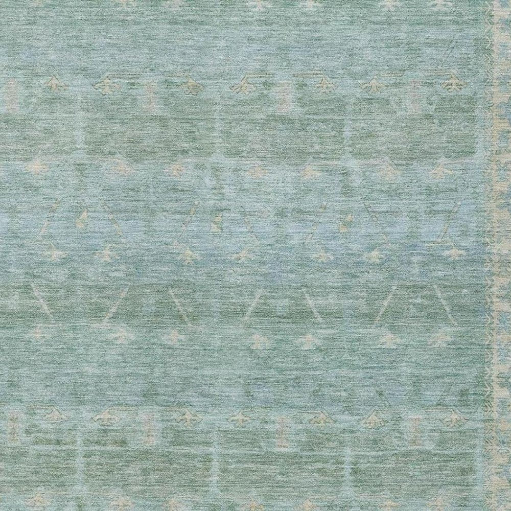 3' X 5' Mint Green And Green Tribal Washable Indoor Outdoor Area Rug HomeRoots