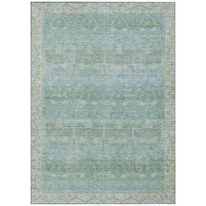 9' X 12' Mint Green And Green Tribal Washable Indoor Outdoor Area Rug HomeRoots