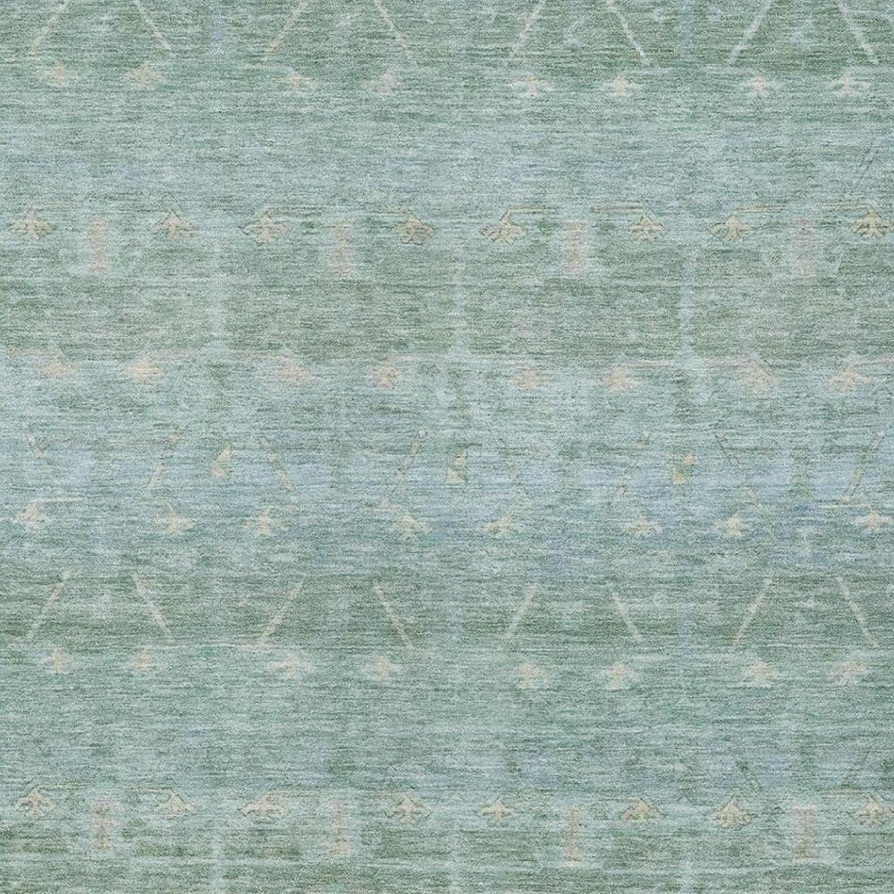 10' X 14' Mint Green And Green Tribal Washable Indoor Outdoor Area Rug HomeRoots