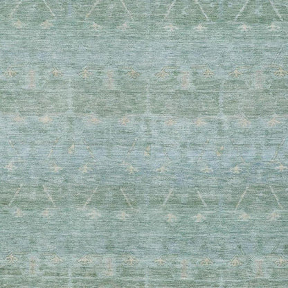 10' X 14' Mint Green And Green Tribal Washable Indoor Outdoor Area Rug