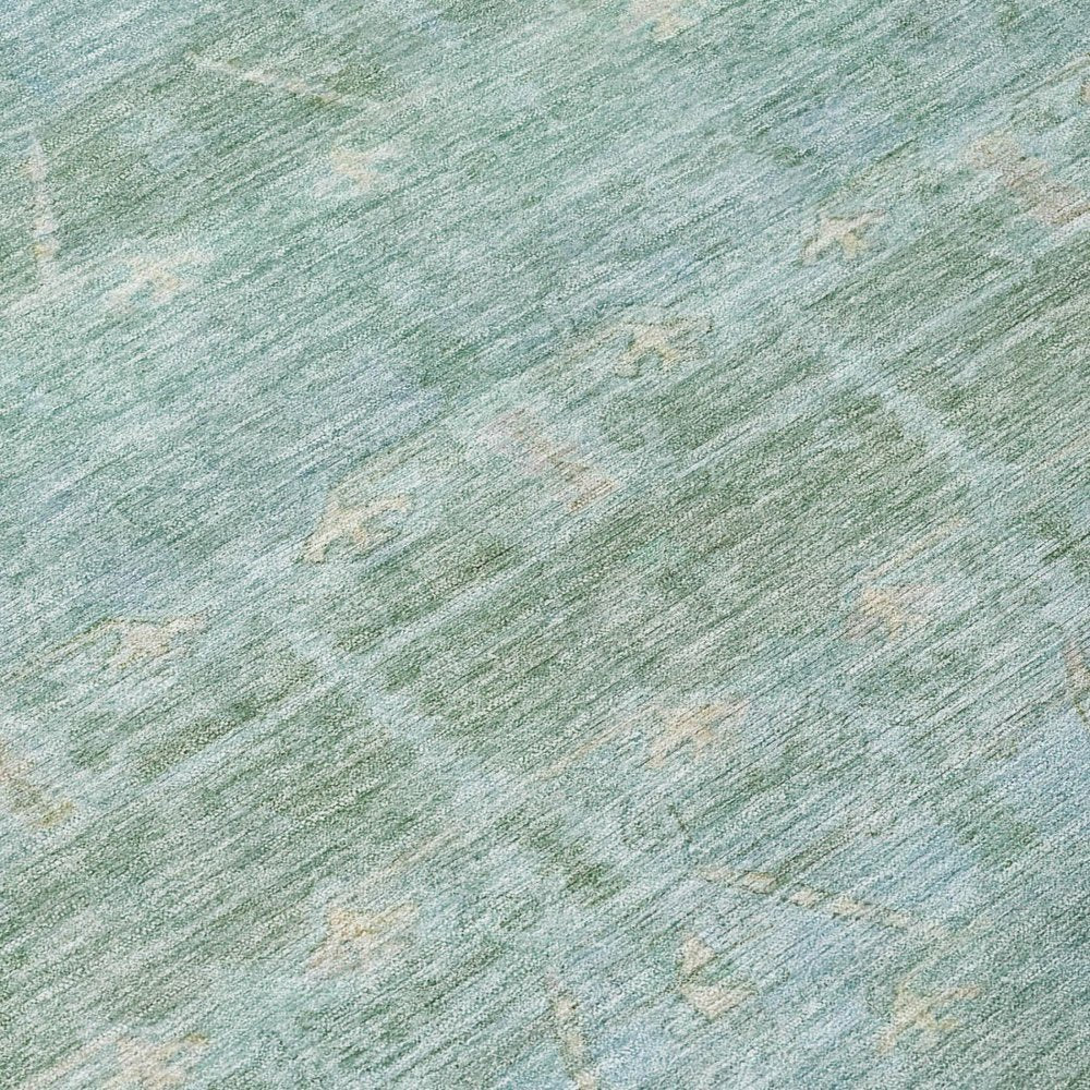 10' X 14' Mint Green And Green Tribal Washable Indoor Outdoor Area Rug HomeRoots