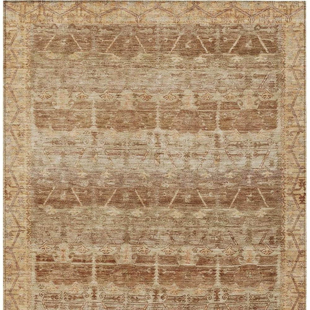 3' X 5' Orange And Copper Tribal Washable Indoor Outdoor Area Rug HomeRoots
