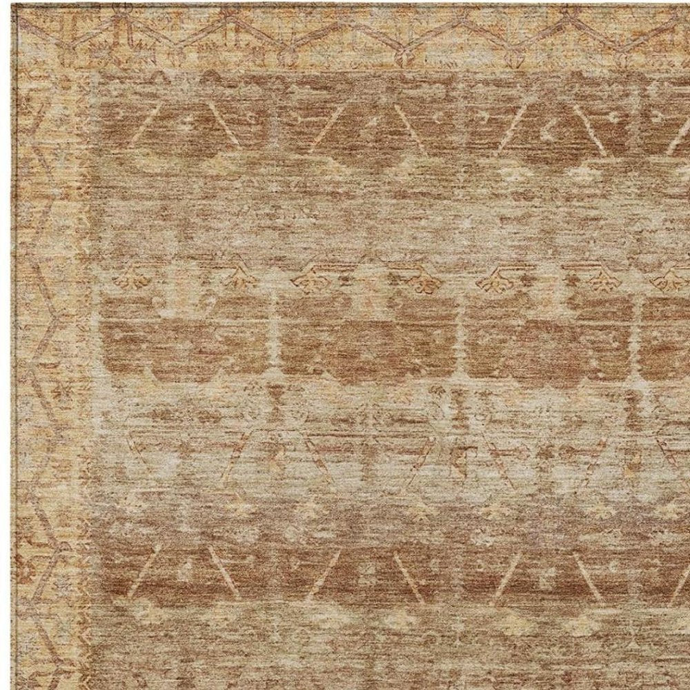 3' X 5' Orange And Copper Tribal Washable Indoor Outdoor Area Rug HomeRoots