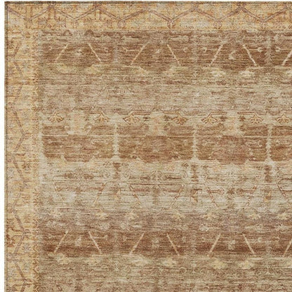 3' X 5' Orange And Copper Tribal Washable Indoor Outdoor Area Rug HomeRoots