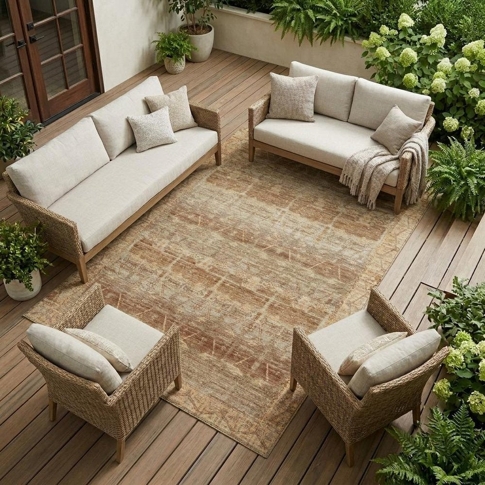 8' X 10' Orange And Copper Tribal Washable Indoor Outdoor Area Rug HomeRoots