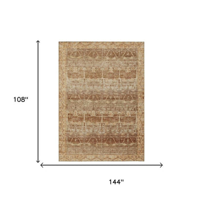 9' X 12' Orange And Copper Tribal Washable Indoor Outdoor Area Rug HomeRoots