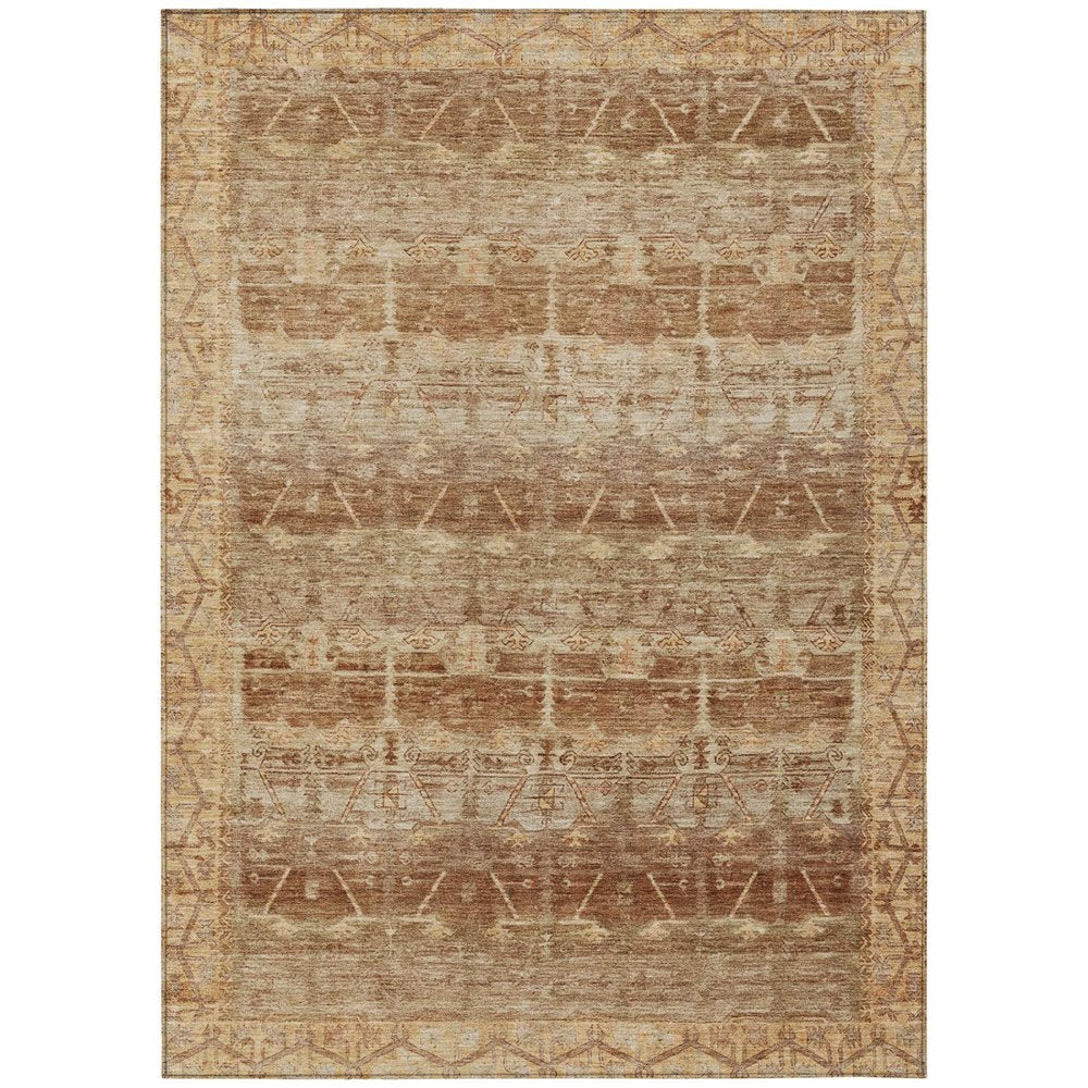 9' X 12' Orange And Copper Tribal Washable Indoor Outdoor Area Rug HomeRoots