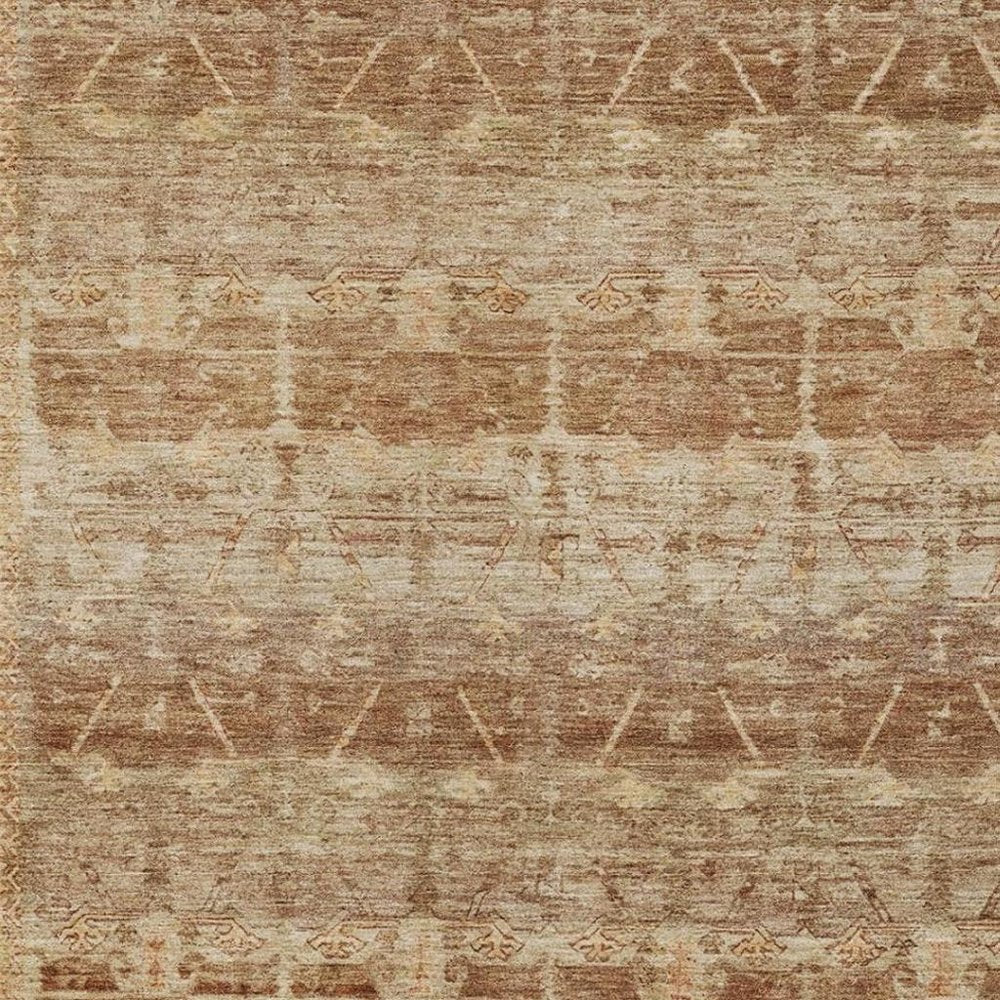 9' X 12' Orange And Copper Tribal Washable Indoor Outdoor Area Rug HomeRoots