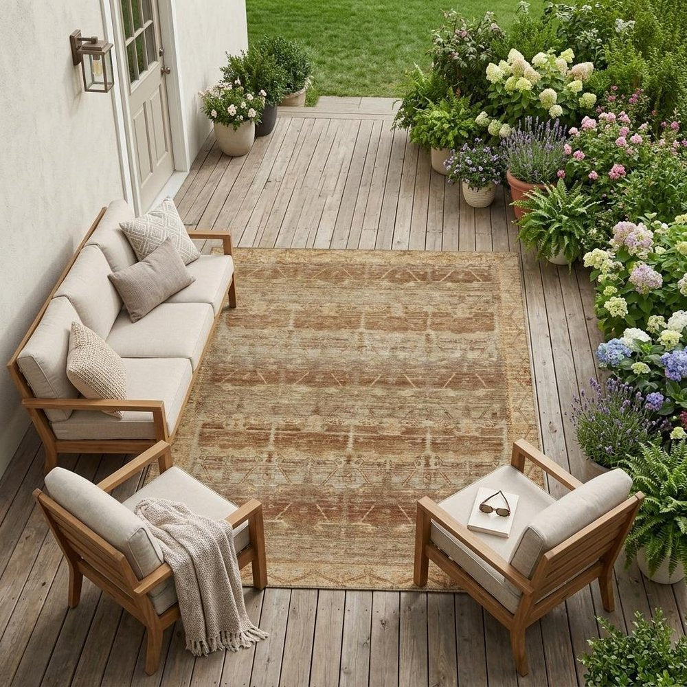 10' X 14' Orange And Copper Tribal Washable Indoor Outdoor Area Rug HomeRoots
