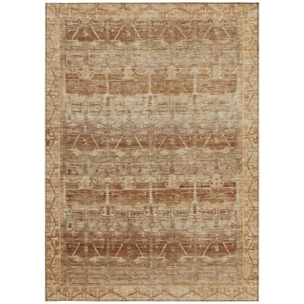 10' X 14' Orange And Copper Tribal Washable Indoor Outdoor Area Rug — view 14
