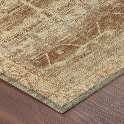 10' X 14' Orange And Copper Tribal Washable Indoor Outdoor Area Rug HomeRoots
