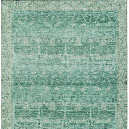 8' X 10' Teal Blue And Blue Tribal Washable Indoor Outdoor Area Rug HomeRoots