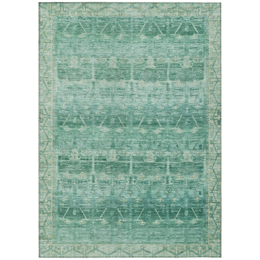 8' X 10' Teal Blue And Blue Tribal Washable Indoor Outdoor Area Rug HomeRoots