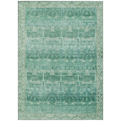 8' X 10' Teal Blue And Blue Tribal Washable Indoor Outdoor Area Rug HomeRoots