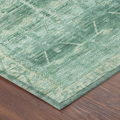 8' X 10' Teal Blue And Blue Tribal Washable Indoor Outdoor Area Rug HomeRoots
