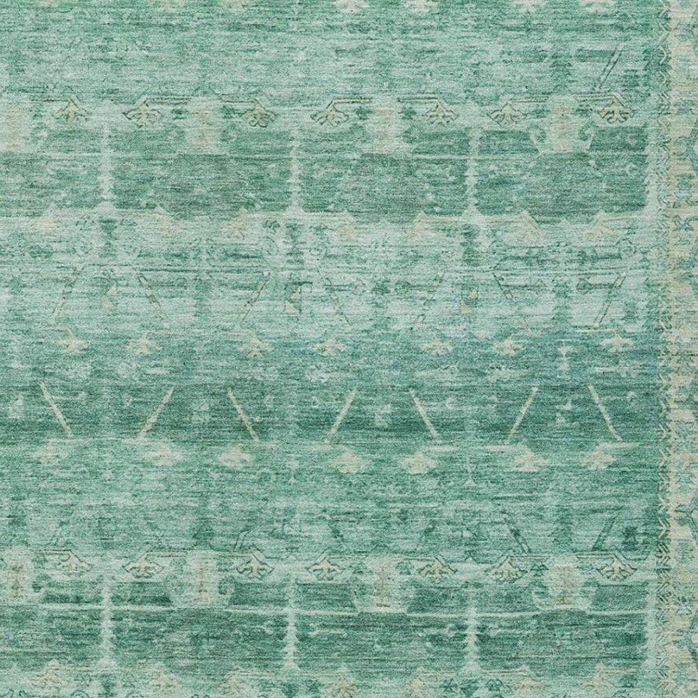 8' X 10' Teal Blue And Blue Tribal Washable Indoor Outdoor Area Rug HomeRoots