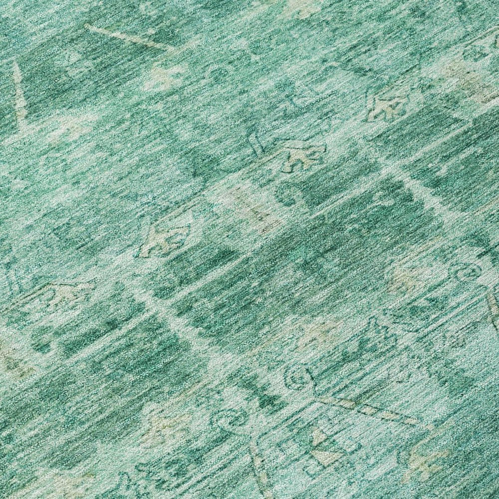 8' X 10' Teal Blue And Blue Tribal Washable Indoor Outdoor Area Rug — view 3