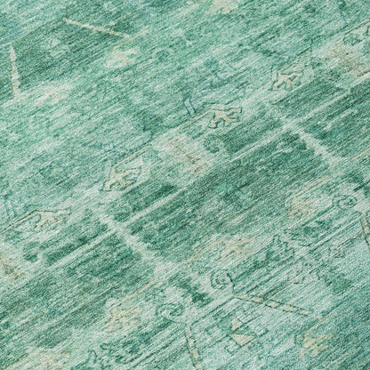 8' X 10' Teal Blue And Blue Tribal Washable Indoor Outdoor Area Rug HomeRoots