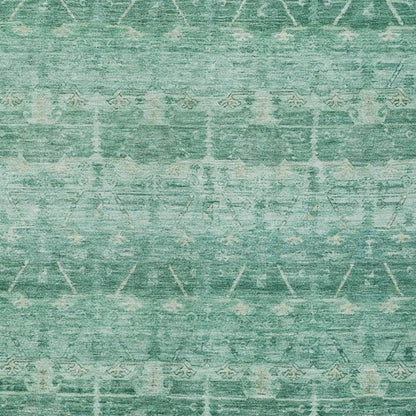 9' X 12' Teal Blue And Blue Tribal Washable Indoor Outdoor Area Rug HomeRoots
