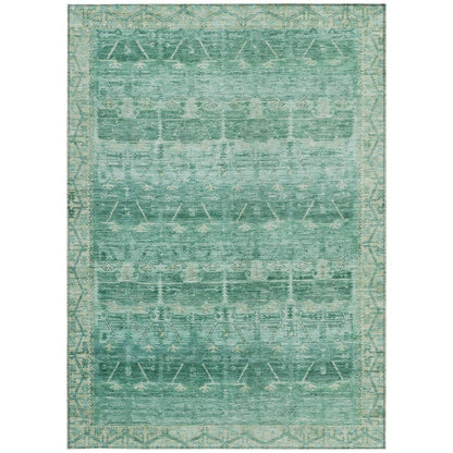 10' X 14' Teal Blue And Blue Tribal Washable Indoor Outdoor Area Rug HomeRoots