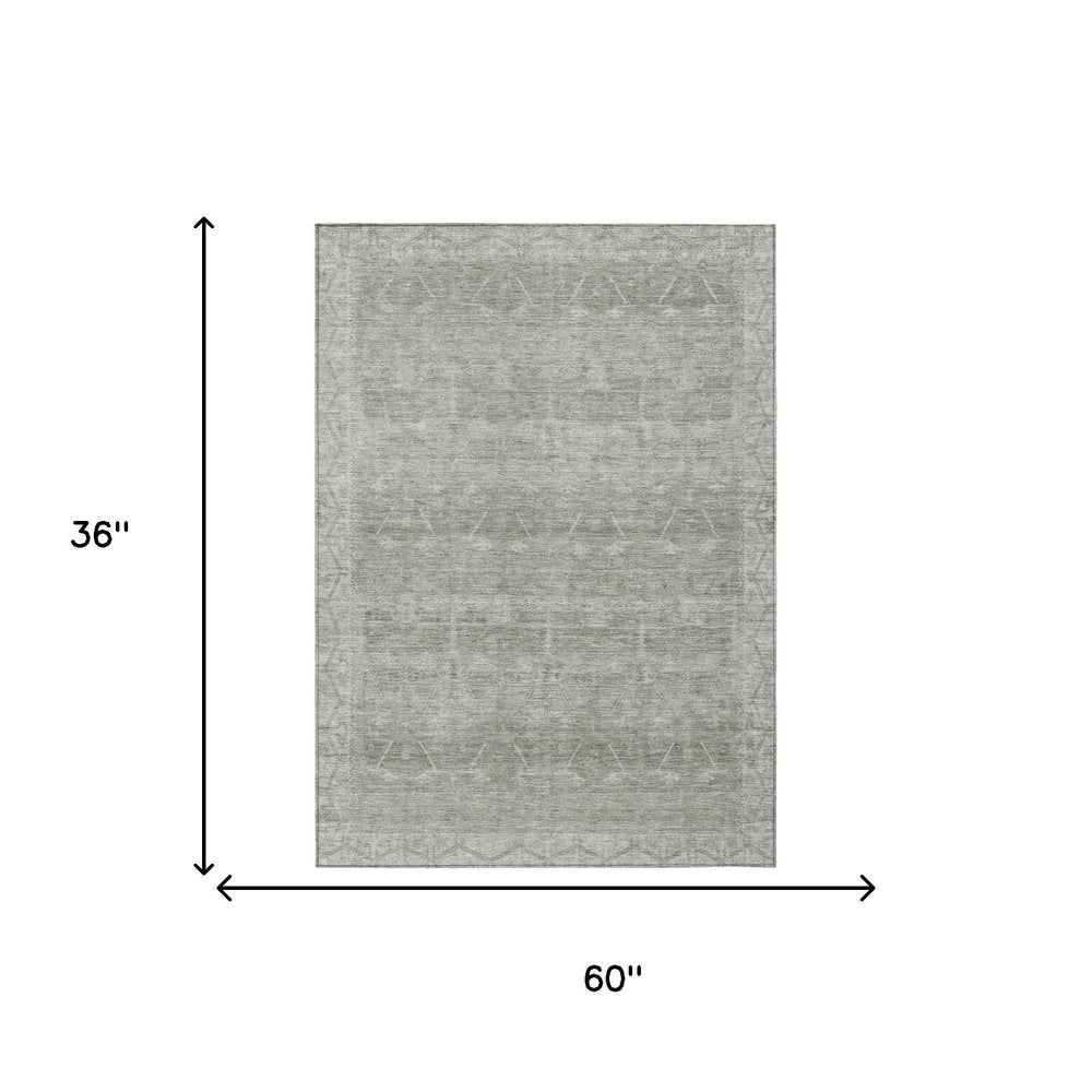 3' X 5' Taupe And Brown Tribal Washable Indoor Outdoor Area Rug HomeRoots