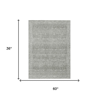 3' X 5' Taupe And Brown Tribal Washable Indoor Outdoor Area Rug HomeRoots