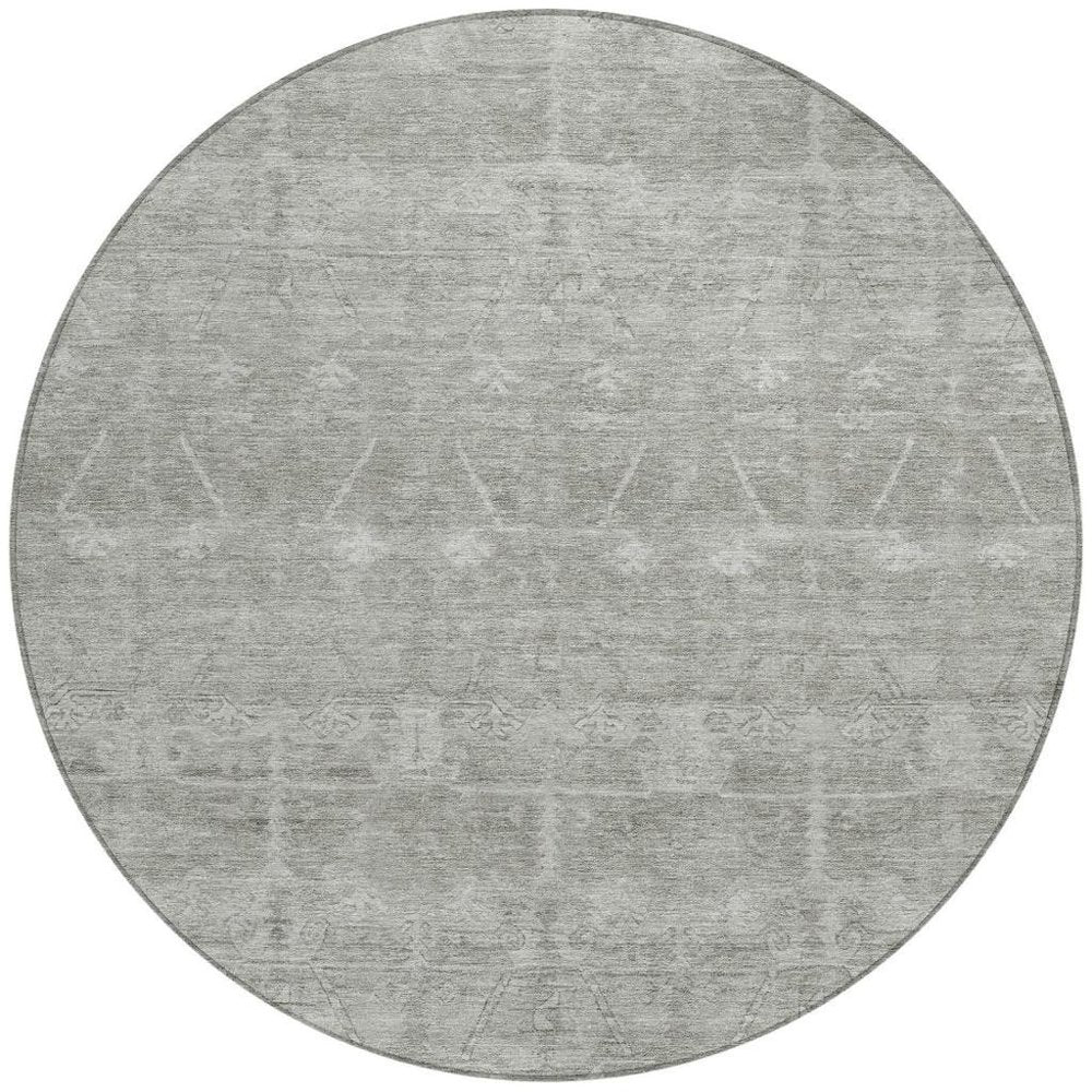 8' Taupe And Brown Round Tribal Washable Indoor Outdoor Area Rug HomeRoots