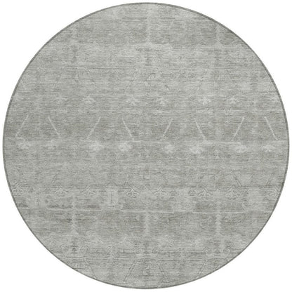 8' Taupe And Brown Round Tribal Washable Indoor Outdoor Area Rug HomeRoots