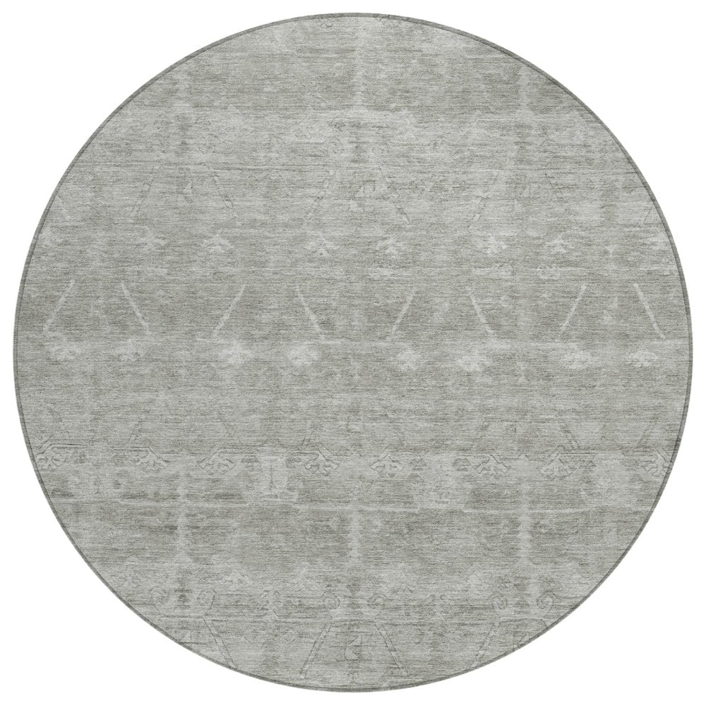 8' Taupe And Brown Round Tribal Washable Indoor Outdoor Area Rug HomeRoots