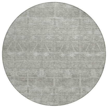 8' Taupe And Brown Round Tribal Washable Indoor Outdoor Area Rug HomeRoots